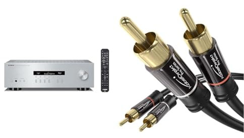 Yamaha RS-202D Stereo-Receiver DAB Silber & KabelDirekt – 1 m Cinch Kabel