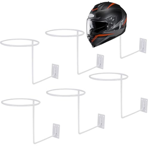 Helmhalterung Wand,Motorradhelm Halterung,6er-Set,Weiß | Helm Halterung Wand für Helme,Hüte & Jacken,Fahrradhelm Hut Display Rack,Platzsparende Aufbewahrung für Garage & Zuhause