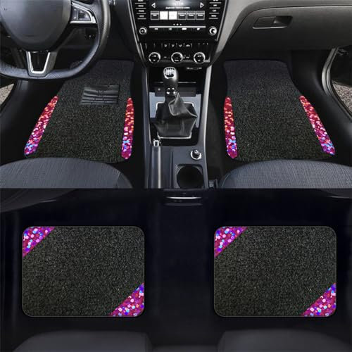 SAINANAR Tapis de Sol Voiture Universel Compatible avec Peugeot pour 208 e208 Tapis,Avant + Arrière Tapis Antidérapant Accessoires Auto 4 Pièces,E2 Rose Rouge