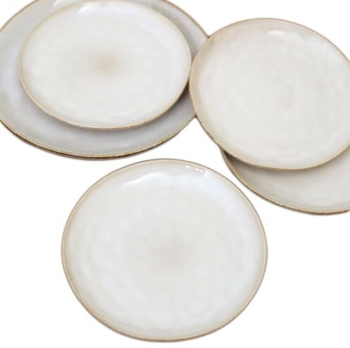 Darthome Hammered Stoneware Side Plates Set of 4 Cream Dimple Round Kitchen Tableware