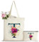 Personalisiert Initialen Tragetasche Canvas mit Innentasche, Kosmetiktasche mit Reißver, Baumwolltasche, Einkaufsbeutel Tote Bag, Geburtstag Weihnachten Geschenk für Frau Freundin Mama Brautjungfer T