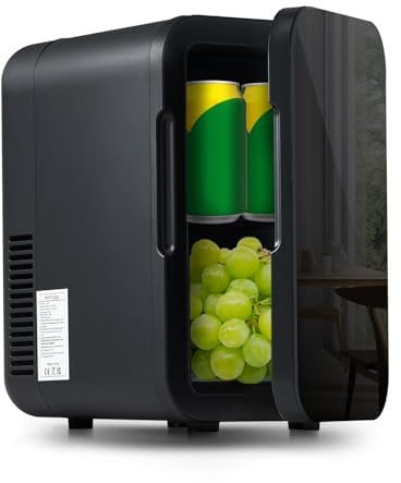 LEMROE Portable Mini Fridge 6L Low Noise for Bedroom Cooler and Warmer Mini Fridges for Drinks Food Fruits Cosmetics Makeup Skincare (Full Black-6L)