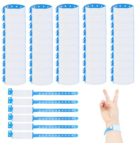 Einlassbänder, 50Pcs Einweg Id Handgelenk Band Erwachsene Wasserdichte PVC Teens Sicherheit ID Armband für Festival Party Krankenhaus Konzert -Blau