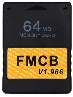 PS2 Fat FMCB Free McBoot Card v1.966, Memory Card for PS2 Fat Console - Plug & Play Video Game Adapter with No Lag (64MB Memory Card for PS2)