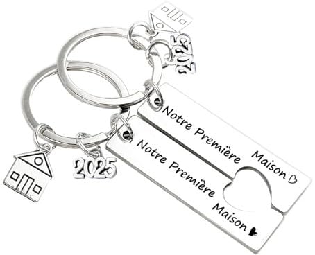 Venevon Porte clé Maison Couple Personnalisé: 2Pcs Porte Clef Couple en Acier Inoxydable Ensemble de Porte-clés pour la Maison Porte-clés Amour Couple, Cadeau de Pendaison de Crémaillère