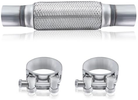 Flexrohr Auspuff 45 x 200 x 300 mm Universal Flexrohr Reparaturrohr Hosenrohr Auspuff Flexibles Rohr Wellrohr mit 2 Edelstahlklammern