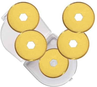 18mm Rotary Cutter Blades,Rotary Blades 18mm, Fits Fiskars,OLFA,Fabric Cutting Blades Refill for Quilting Scrapbooking Sewing Arts &Crafts,SKS-7,Titanium Coated, 5-Pack