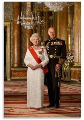 ZBSXLBNG Queen Elizabeth And Prince Philip Poster Dekorative Malerei Leinwand Wandkunst Wohnzimmer Poster Schlafzimmer Malerei 12x18inch(30x45cm)