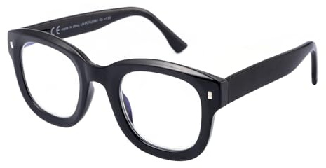OuShiun Lesebrille mit Modischem Rahmen und Blaulichtfilter für Männer und Frauen, Federscharnier, Anti-Ermüdungs-Computer-Lesebrille, Blau, Rosa, Schwarz, Transparente Farbe