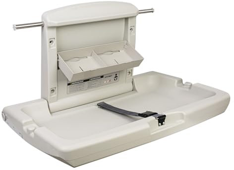 anydry Station à langer murale robuste avec sangles de sécurité, pliable, économiseur d'espace, blanc grisâtre élégant