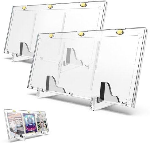 2PCS Magnetischer Kartenhalter 35PT 3 Karten Magnetic Card Holder mit 4PCS Sammelkarten Ständer Pokemon Karten Hüllen Trading Card Sleeve UV Karte Pokemon Folien Magnet Holder Hardcase für TCG Magic