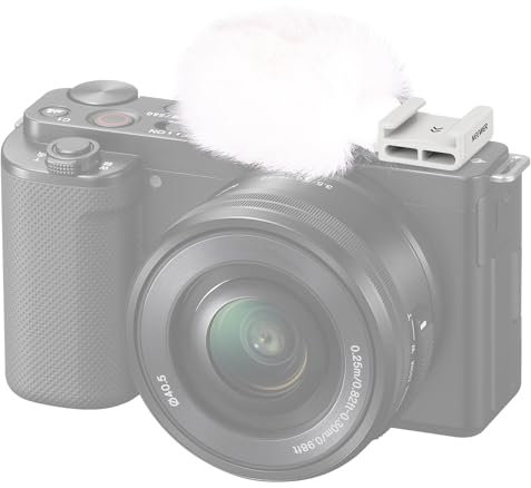 Neewer Cold Shoe Wind Muff for ZV Series Vlog Cameras, Microphone Furry Windscreen with Cold Shoe Mount Adapter Accessory Compatible with Sony ZV-1F ZV-E10 ZV-1 ZV-E1 ZV-1 II, CA133 White