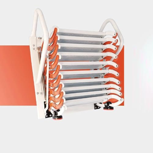 GddOGUK Attic Ladder Indoor/Outdoor Loft Ladder Pull Down Loft Stairs Wall Mounted Ladder Folding Attic Stairs