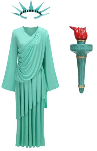 yolsun Freiheitsstatuenkostüm für Erwachsene, Patriotische Kollektion, Halloween-Party, Cosplay-Kleid