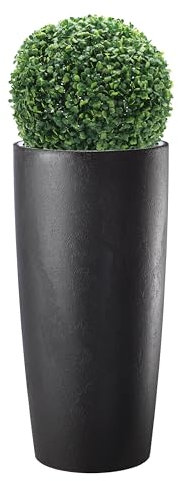 Erba Vaso Alto per Piante da Interno ed Esterno Design Moderno con Effetto Cemento Mandorla e Antracite Fioriera Alta con Sottovaso Musa Matte 35x70 e 35x90 (Antracite, 35x90 con bosso cm 38)