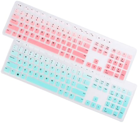 POPETPOP 2stücke Teiliges Silikon Keyboard Cover Kompatibel Mit Dell Kbp Dünne Tastatur Schutzfolie Staubdicht Flexibel Langlebig Leichte Reinigung Farbverlauf