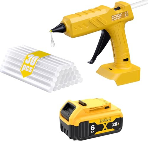 Cordless Hot Glue Gun with 6000mAh Battery Charger Glue Gun Handheld with 30pcs 11mm Hot Glue Sticks for Home Repair, DIY Arts, Crafts