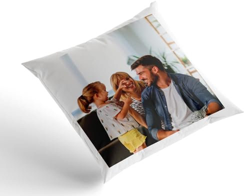 Panorama Funda Cojín Personalizado con Foto 50x50 cm - 100% Algodón Blanco - Sin Relleno - Regalo Original para Pareja, Madre, Padre o San Valentín - Cojín Decorativo - Fabricado en España