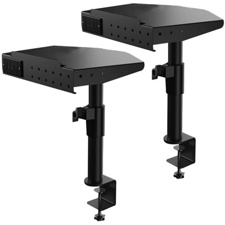 Desktop Clip-On Speaker Stand, Set Of 2 Monitor Speaker Stand Riser, with USB/TYPE-C Interface, 323x232mm Metal Tray, Height 240-350mm, Load Capacity 15KG, for Studio