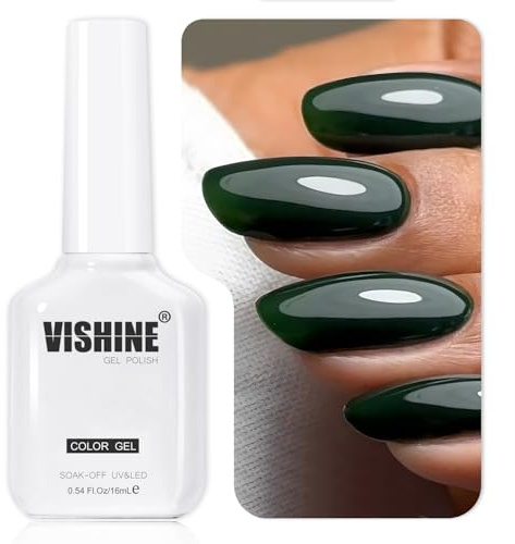 Vishine Vernis Gel Semi-Permanent 16ml – Vert Foncé Vernis à Ongles Gel UV/LED Soak Off, Manucure Salon & DIY, Forest L442