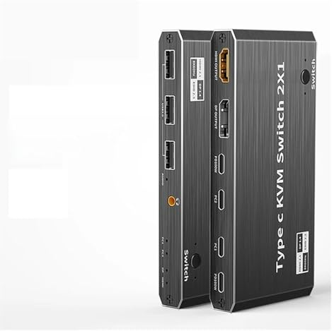 8K 60Hz USB Typ C KVM-Switch 2x1 4K 120Hz Thunderbolt 3/4 Video-Umschalter for 2 Laptops, Anschluss an 1 DP- oder -Monitor Nahtlose Umschaltung
