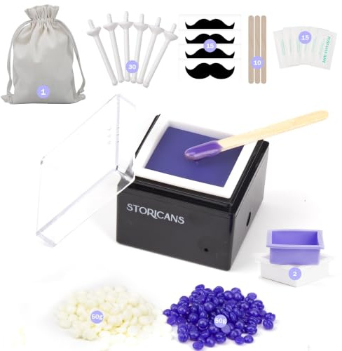 Nose Hair Removal Kit for Men & Women, USB-C Portable Nose Waxing Kit with Smart Temperature Control, 100g Hard Wax Beads, 30 Applicators, 2 Silicone Pots for Nose, Ear & Facial Hair