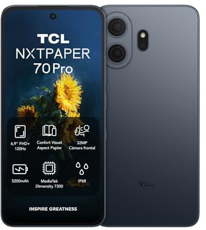 TCL Smartphone Android NXTPAPER 70 Pro 5G, Smartphone con display NXTPAPER 4.0 da 6,9, fotocamera 50MP OIS, 512GB+8GB, chipset Dimensity 7300, colore blu stellare