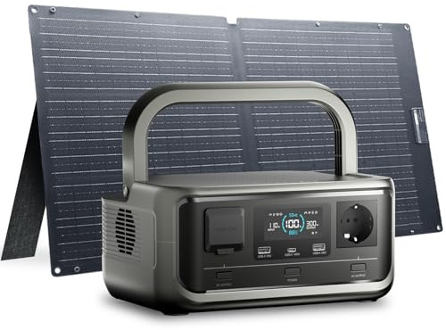 ALLPOWERS VOLIX P300 Generador Solar Portátil 300W/256Wh,Batería LFP | SAI<20ms,MPPT 110W max,Carga Rápida 80% en 1h,Incluye Panel Solar SE100-100W,para Hogar Emergencias Exteriores