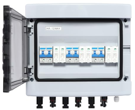Boîte de combinaison solaire 3 en 3 sorties 40 A 1000 V DC, étanche IP65, avec protection contre les surtensions et interrupteur de séparation pour panneaux solaires, installations PV, centrales