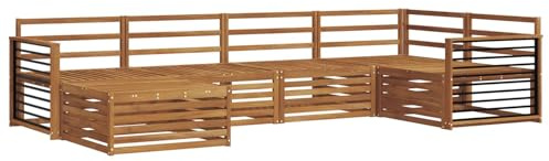vidaXL Outdoor-Sofagarnitur 6 pcs Natur, Moderner Outdoor-Sofa, robuster Sitzecke für Garten, bequemer Lounge für die Terrasse