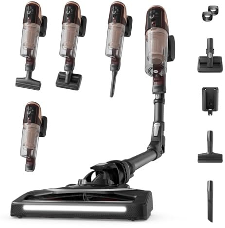 Rowenta X-Pert 6.80 Flex, Aspiradora Escoba Sin Cable, Negra y Burdeos | Autonomía hasta 60 Minutos, Con Luces LED, Limpieza 4 en 1, Ligera, Smart Control Display, Modelo Animal Flex, RH6495