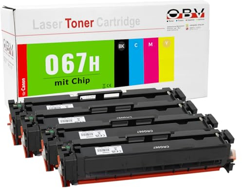 OBV 067H Toner 4er Set XL kompatibel für Canon, ca. 3.130/2.350 Seiten | Kompatibel mit LBP631Cw, LBP633Cdw, MF651Cw, MF655Cdw, MF655Cx, MF657Cdw, mit Chip und Füllstandsanzeige
