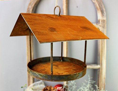 Metall Futterhaus zum Hängen aufhängen rost-Finish Vogelfutterhaus Vogelhaus Vogelhäuschen edel Futterstation Vögel Vogelstation braun stabil zeitlos wetterfest Metalldeko Frühlingsdeko back2season