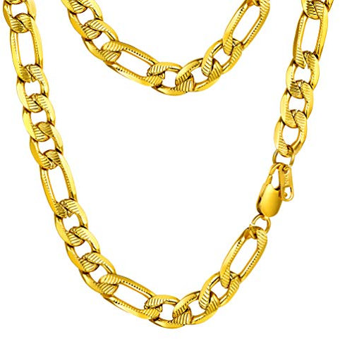PROSTEEL Klassische Figarokette 10mm breit Herren Halskette Edelstahl 3+1 Gliederkette 46cm/18 Glieder Link Kette Hip Hop Punk Rock Schmuck für Männer Jungen