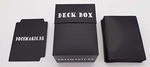 docsmagic.de Deck Box + 60 Mat Black Sleeves Small Size - Kartenbox & Kartenhüllen Schwarz - YGO
