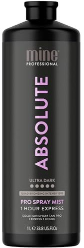 MineTan Professional Spray Tan Solution | Absolute - Rapid Express Fake Tanning Liquid, Fast Drying, Ultra Dark Finish, Quad Bronzing Intensifiers, Best Sunless Tanner, No Orange Tones, 33.8 Fl Oz