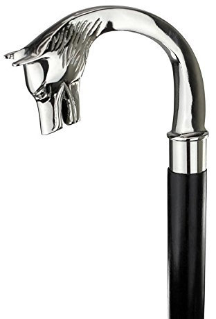 Gehstock aus Holz Messing mit schwarzem Schaft und silbernem Griff – Ideale Halloween-Kostümstöcke für Damen, Herren und Senioren – Dark Shadow Vampir Stilvoller antiker Dracula-Gehstock