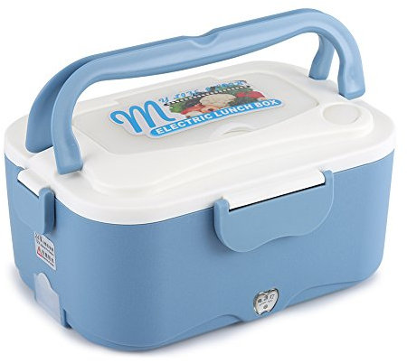 Fdit Boîte Chauffante Boîte Déjeuner Électrique Portable Voiture Chauffage Électrique Déjeuner Mini Boîte Réchaud Récipient Thermostatique Voyager Buffet(24VBlue)