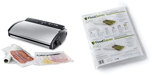 Foodsaver FSB3202-I Folienbeutel 32 Stück 28x36 cm/Vakuumrollen für lebensmittel/Vakuumierer/Sous-Vide + FoodSaver V 2860 Folienschweißgerät/Vakuumierer/Vakuumiergerät