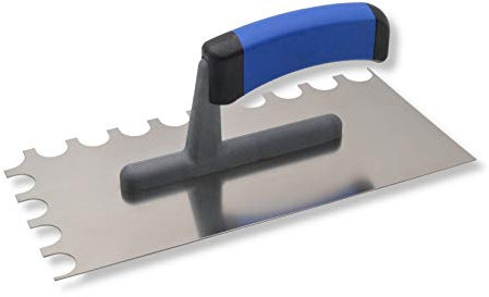 DEWEPRO® Cazzuola dentata – spatola dentata – dentatura semicircolare: 20 x 15 mm – dentatura ad arco per l'applicazione generosa della colla
