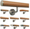 TIBU Buche Geländer Handlauf Treppe Holz Griff gew. Edelstahlhalter, Länge 30 - 500 cm aus einem Stück / Variante:90 cm mit 2 Halter leicht gewölbte Kappe