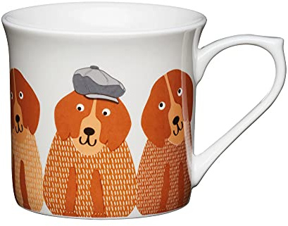 KitchenCraft China 300ml Fluted Mug, Dogs