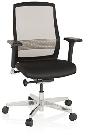 hjh OFFICE 657658 Bürostuhl FOUNTAINE Schwarz Drehstuhl ergonomisch, Netzrücken selbstheilend