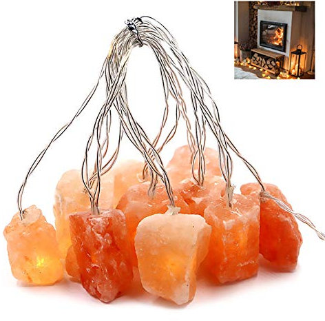 Himalayan Salt String Light with Rock,USB Fairy Lights Night Pink Salt Lamp,Natural Hand Carved Himalayan Small String Lamp for Office,Baby,Child,LED Nightlight for Bedroom,Bedside,Desk,Computer