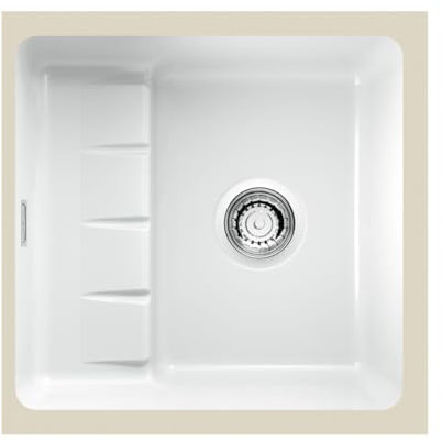 NABER 1091021 Unterbauspüle PickUP U mit Premium-Drehexzentergarnitur, ab 600 mm Schrankbreite, Keramik, Weiß glänzend