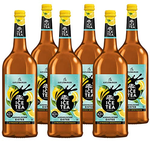 KATLENBURGER - Alc. Ice Tea Zitrone | Sommerlicher, leicht alkoholischer Longdrink mit Kohlensäure und fruchtigem Zitronen Geschmack. Inhalt: 6x 1l mit 4,5% vol.