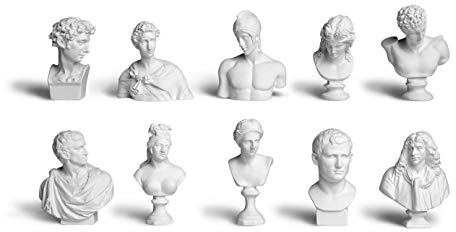 Garwor Mini-Figuren der griechischen Mythologie, Statue, Kunstharz, weltberühmte Büste, Figur, Heimbüro, Kunstdekoration, 7 cm hoch, 10 Stück