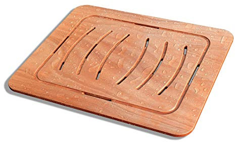 Castelmerlino Caillebotis de douche en contreplaqué Okumè marine 54x68 cm pour les assiettes 70x90 cm