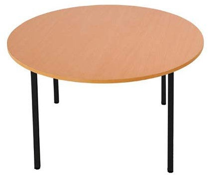 Runder Schreibtisch Besprechungstisch Büromöbel Ø =800 mm, RAL 9005 Tiefschwarz/Buche-Dekor 338391