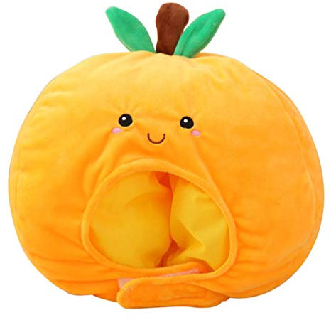 VALICLUD Orange Kapuzenmütze Frucht-partyhut Halloween-kostüme Für Kostüm Flauschige Kopfbedeckung Spaß Für Orangenfruchtkostüm Ostern Tier Kind Füllung Plüsch Und Pp Baumwolle Schal Mütze